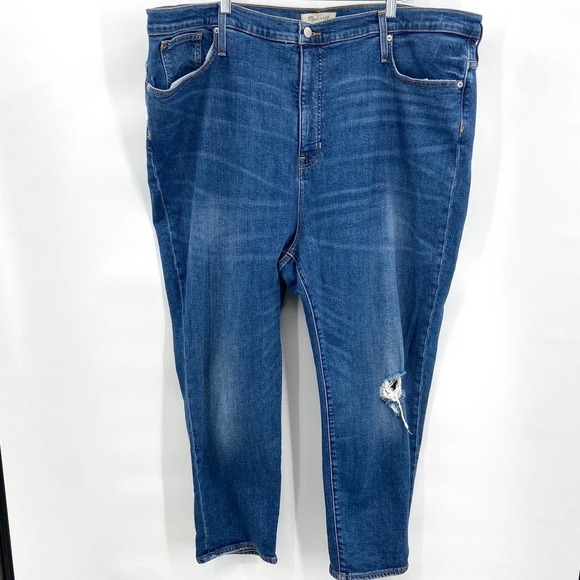 MADEWELL The Mom Jean Distressed Medium Wash Denim Blue Jeans Size 37 - Picture 1 of 9